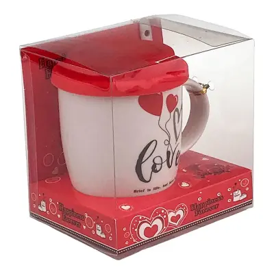 Cana cu lingurita si capac silicon, inimi, model 1905h